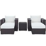 Sienna 5 Piece Outdoor Patio Sectional Set in Espresso White