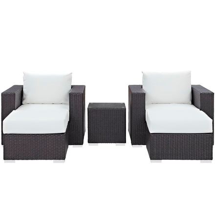 Convene 5 Piece Outdoor Patio Sectional Set in Espresso White