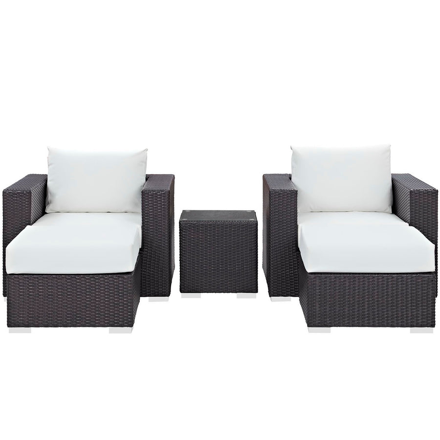 Sienna 5 Piece Outdoor Patio Sectional Set in Espresso White