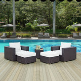 Sienna 5 Piece Outdoor Patio Sectional Set in Espresso White