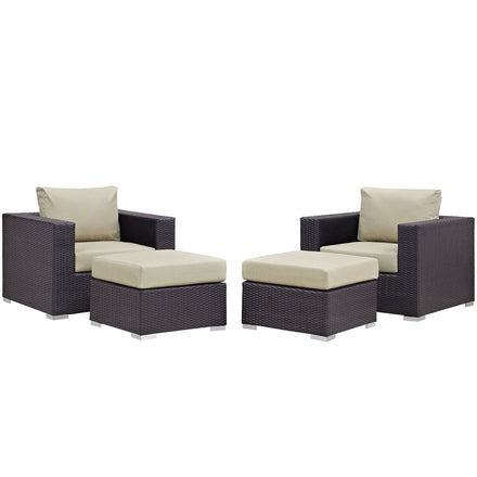 Convene 4 Piece Outdoor Patio Sectional Set in Espresso Beige