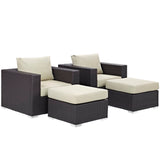 Sienna 4 Piece Outdoor Patio Sectional Set in Espresso Beige