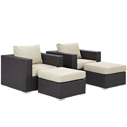Convene 4 Piece Outdoor Patio Sectional Set in Espresso Beige