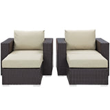 Sienna 4 Piece Outdoor Patio Sectional Set in Espresso Beige