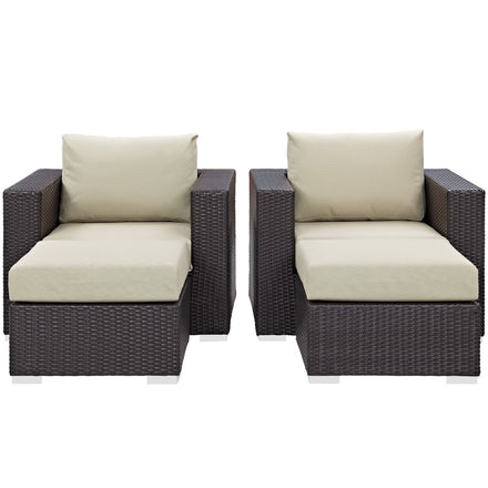 Convene 4 Piece Outdoor Patio Sectional Set in Espresso Beige