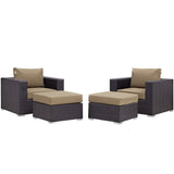 Sienna 4 Piece Outdoor Patio Sectional Set in Espresso Mocha