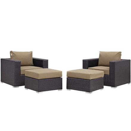 Convene 4 Piece Outdoor Patio Sectional Set in Espresso Mocha