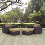 Sienna 4 Piece Outdoor Patio Sectional Set in Espresso Mocha