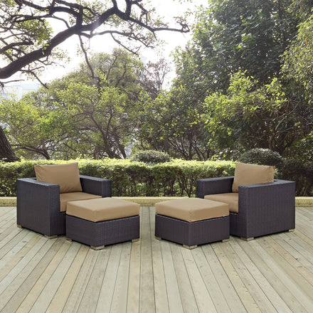 Convene 4 Piece Outdoor Patio Sectional Set in Espresso Mocha