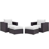 Sienna 4 Piece Outdoor Patio Sectional Set in Espresso White