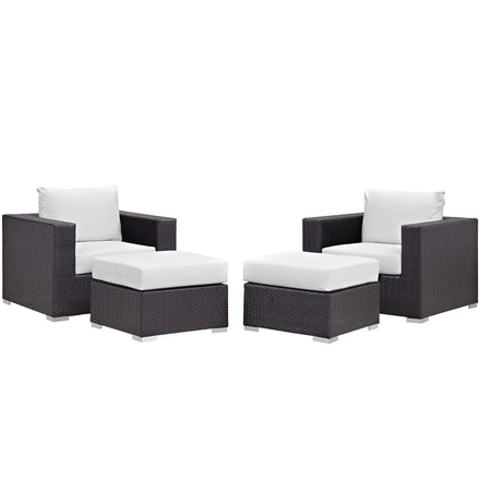 Convene 4 Piece Outdoor Patio Sectional Set in Espresso White