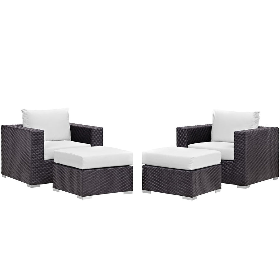 Sienna 4 Piece Outdoor Patio Sectional Set in Espresso White