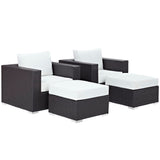 Sienna 4 Piece Outdoor Patio Sectional Set in Espresso White