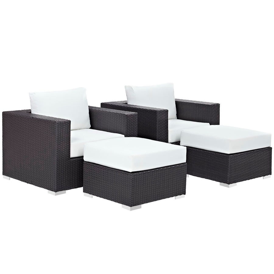 Sienna 4 Piece Outdoor Patio Sectional Set in Espresso White