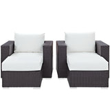 Sienna 4 Piece Outdoor Patio Sectional Set in Espresso White