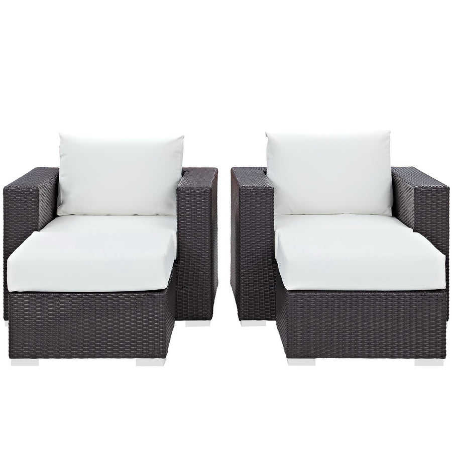 Sienna 4 Piece Outdoor Patio Sectional Set in Espresso White
