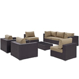 Sienna 8 Piece Outdoor Patio Sectional Set in Espresso Mocha