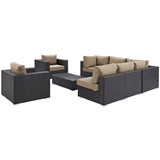 Sienna 8 Piece Outdoor Patio Sectional Set in Espresso Mocha