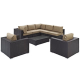 Sienna 8 Piece Outdoor Patio Sectional Set in Espresso Mocha