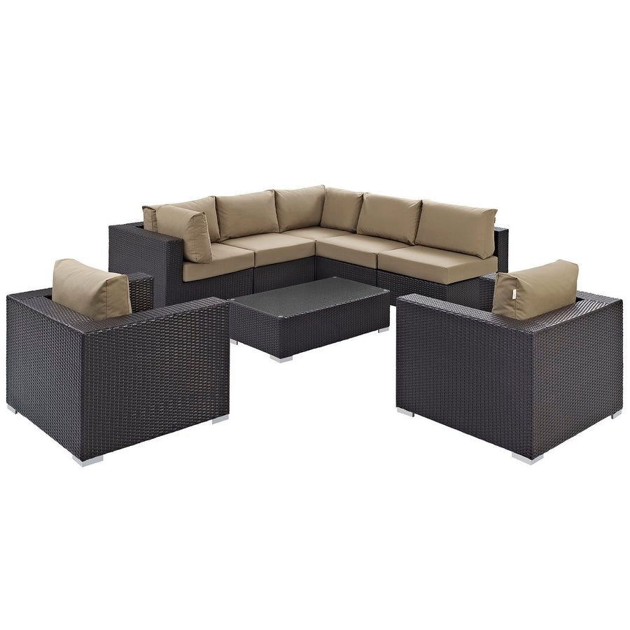 Sienna 8 Piece Outdoor Patio Sectional Set in Espresso Mocha