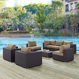Sienna 8 Piece Outdoor Patio Sectional Set in Espresso Mocha