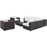 Sienna 8 Piece Outdoor Patio Sectional Set in Espresso White