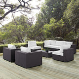 Sienna 8 Piece Outdoor Patio Sectional Set in Espresso White