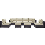 Sienna 8 Piece Outdoor Patio Sectional Set in Espresso Beige