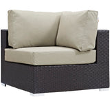 Sienna 8 Piece Outdoor Patio Sectional Set in Espresso Beige