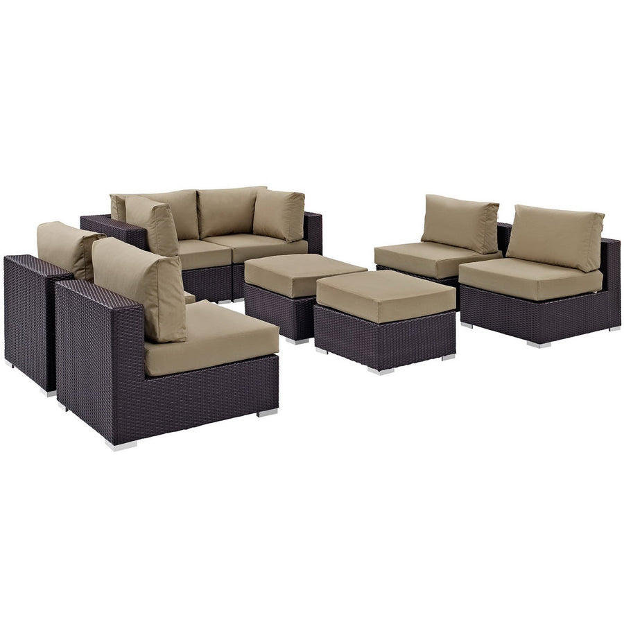Sienna 8 Piece Outdoor Patio Sectional Set in Espresso Mocha