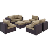 Sienna 8 Piece Outdoor Patio Sectional Set in Espresso Mocha