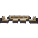 Sienna 8 Piece Outdoor Patio Sectional Set in Espresso Mocha
