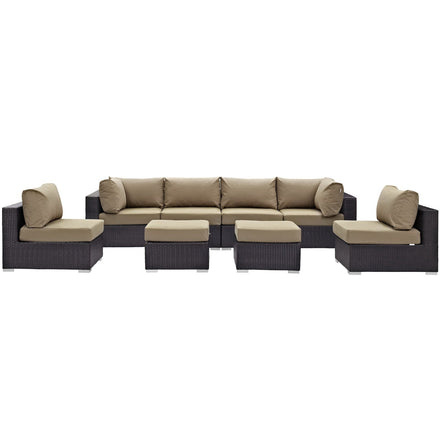 Convene 8 Piece Outdoor Patio Sectional Set in Espresso Mocha
