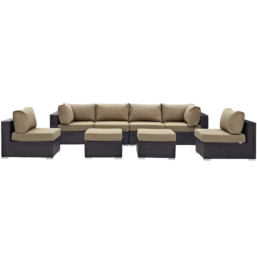 Sienna 8 Piece Outdoor Patio Sectional Set in Espresso Mocha