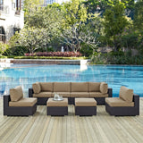 Sienna 8 Piece Outdoor Patio Sectional Set in Espresso Mocha