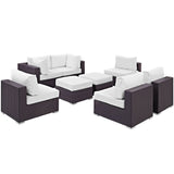 Sienna 8 Piece Outdoor Patio Sectional Set in Espresso White