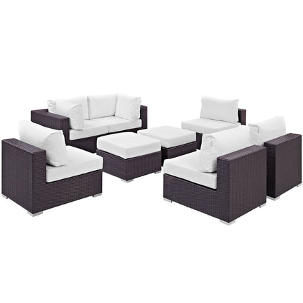Convene 8 Piece Outdoor Patio Sectional Set in Espresso White