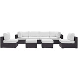 Sienna 8 Piece Outdoor Patio Sectional Set in Espresso White