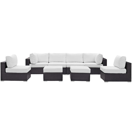 Convene 8 Piece Outdoor Patio Sectional Set in Espresso White