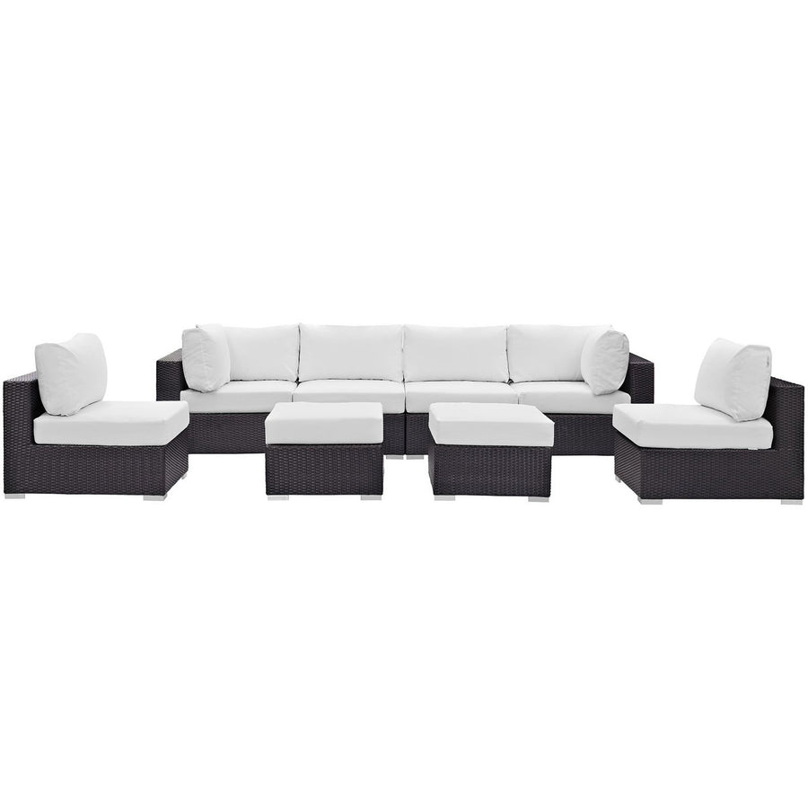Sienna 8 Piece Outdoor Patio Sectional Set in Espresso White