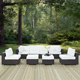Sienna 8 Piece Outdoor Patio Sectional Set in Espresso White