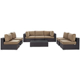 Sienna 8 Piece Outdoor Patio Sectional Set in Espresso Mocha