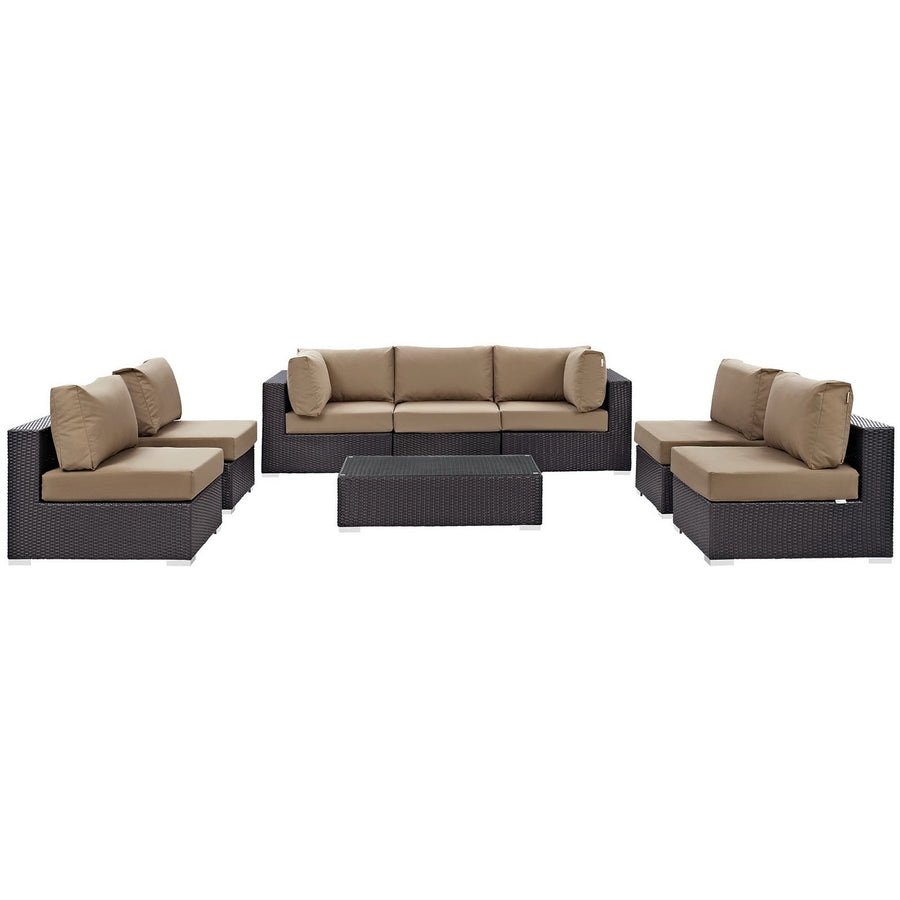 Sienna 8 Piece Outdoor Patio Sectional Set in Espresso Mocha
