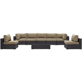 Sienna 8 Piece Outdoor Patio Sectional Set in Espresso Mocha