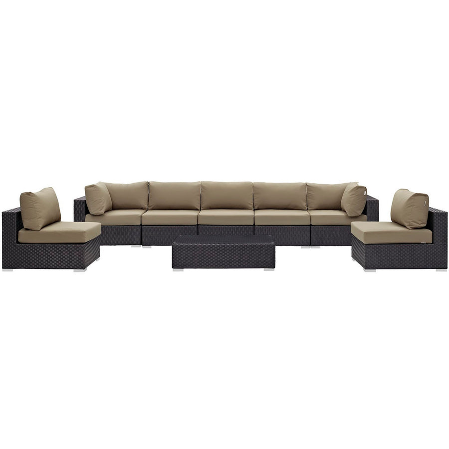 Sienna 8 Piece Outdoor Patio Sectional Set in Espresso Mocha