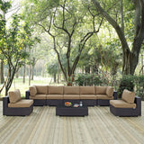 Sienna 8 Piece Outdoor Patio Sectional Set in Espresso Mocha