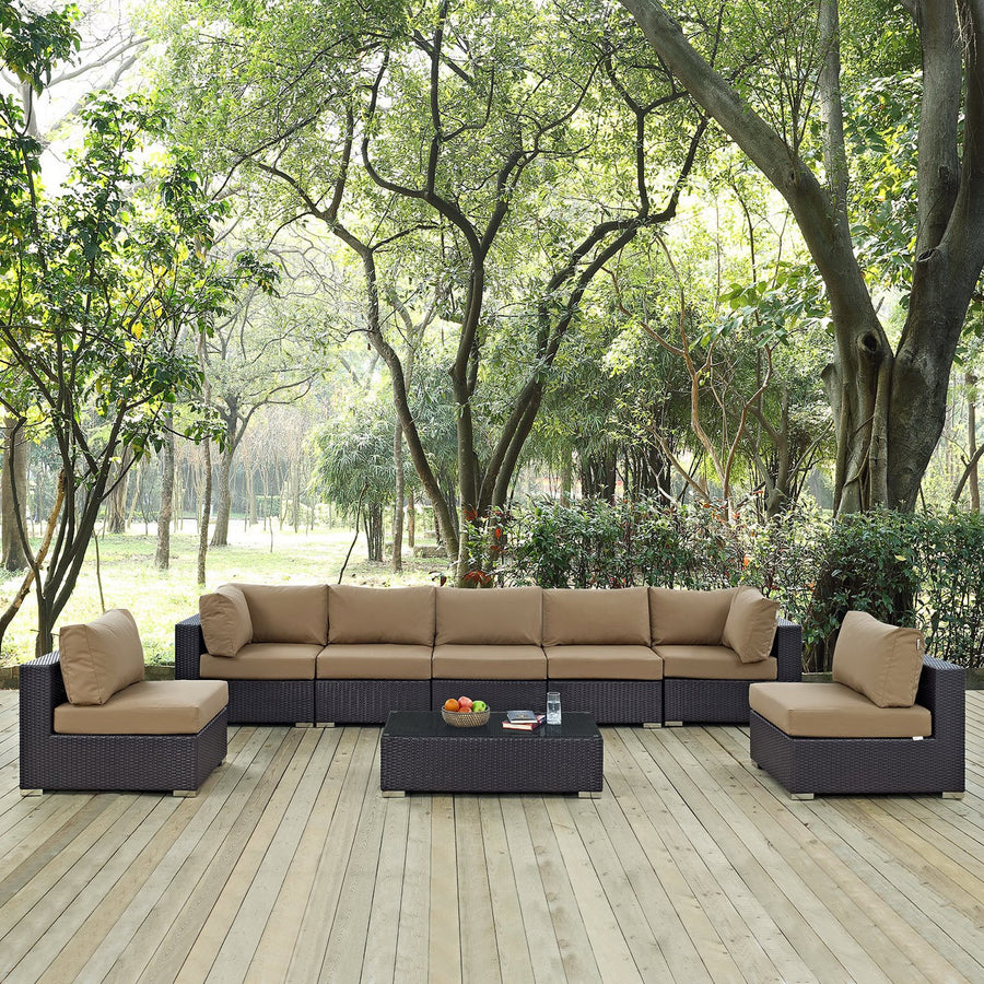 Sienna 8 Piece Outdoor Patio Sectional Set in Espresso Mocha