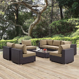 Sienna 8 Piece Outdoor Patio Sectional Set in Espresso Mocha