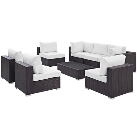 Convene 8 Piece Outdoor Patio Sectional Set in Espresso White