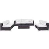 Sienna 8 Piece Outdoor Patio Sectional Set in Espresso White